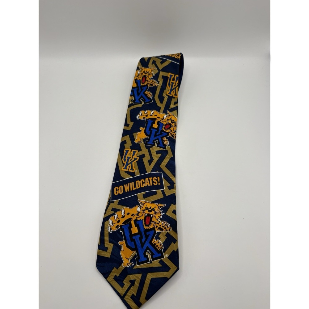 Vintage Kentucky Wildcats Neck Tie UK Mascot 100% Silk NCAA University College